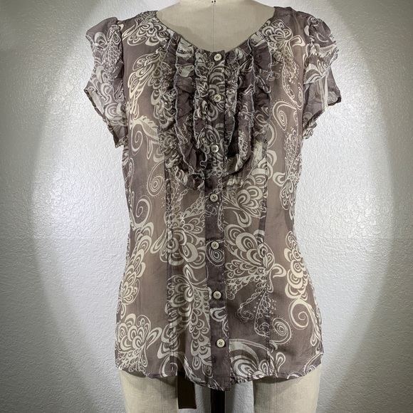 NWT 4LNL Johnny Was Silk Button Up Blouse Sz S - Picture 1 of 6